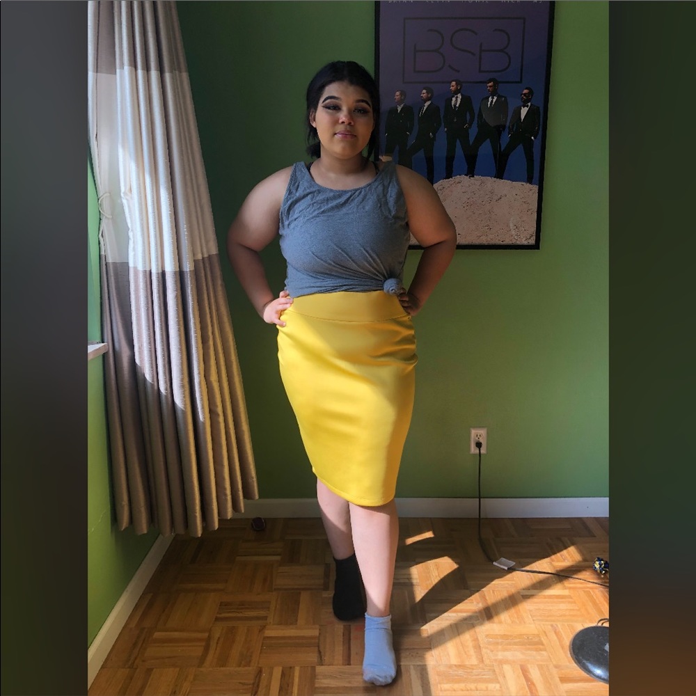Thalia Sodi Scuba Pencil Skirt Yellow Size XXL